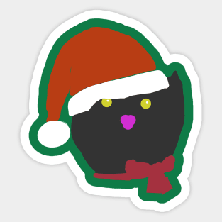 Christmas Santa Hat Cat Face Abstract Sticker